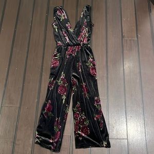Floral velvet jumpsuit